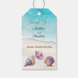 Etiqueta Para Presente Elegante Beach Wedding Seashells Pearls Náutico