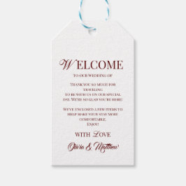 Etiqueta Para Presente Elegante Bem-Vindo ao Casamento Borgonha