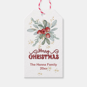 Etiqueta Para Presente Elegante Berry e Red Merry no Natal