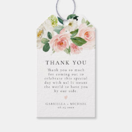Etiqueta Para Presente Elegante Blush Floral Cor-de-Rosa Verde Agradeço