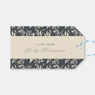 Etiqueta Para Presente Elegante Boho Preto Floral Nome Personalizado Feri