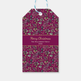 Etiqueta Para Presente Elegante Burgundy Floral Festivo Personalizado Nat