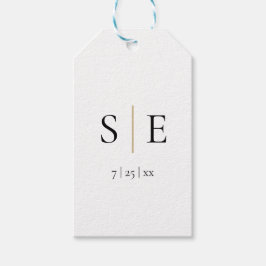 Etiqueta Para Presente Elegante Casamento Monograma Preto Dourado