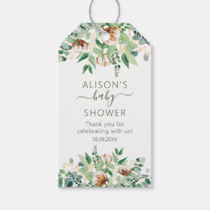 Etiqueta Para Presente Elegante Chá de fraldas Floral Eucalyptus Greener
