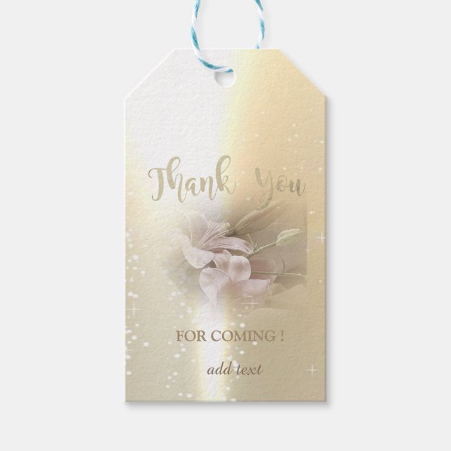 Etiqueta Para Presente Elegante Chic Ouro, Flor Obrigado (Frente)