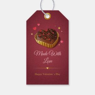 Etiqueta Para Presente Elegante Chocolate de Amor em Coração Burgundy e D