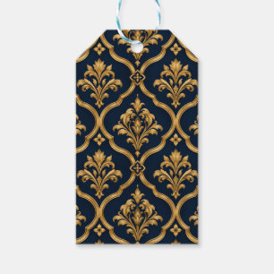 Etiqueta Para Presente Elegante Design de Motivo Vintage em Damasco Doura