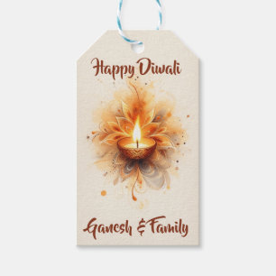 Etiqueta Para Presente Elegante Diwali Diya