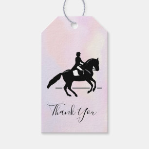 Etiqueta Para Presente Elegante Dressage Rider em Watercolor Obrigado