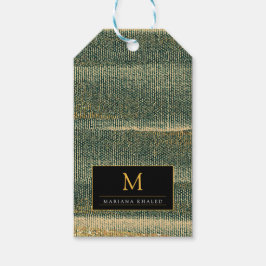 Etiqueta Para Presente Elegante Escova Verde com dourado e preto 