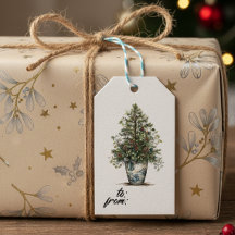 Elegante etiqueta de presente botânico de inverno