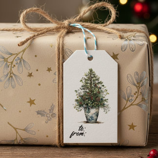 Etiqueta Para Presente Elegante etiqueta de presente botânico de inverno