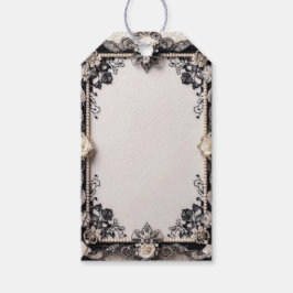 Etiqueta Para Presente Elegante Etiqueta de Presente Floral Preto Branco