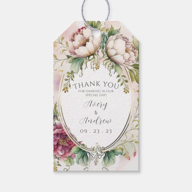 Etiqueta Para Presente Elegante etiqueta de presente personalizada Floral (Frente)