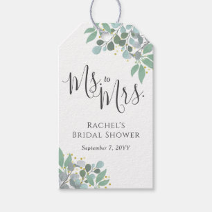 Etiqueta Para Presente Elegante Eucalyptus Dusty Chá de panela Azul
