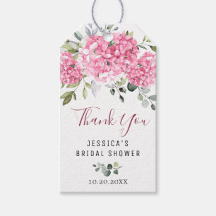 Etiqueta Para Presente Elegante Eucalyptus Pink Hydrangea Favor Obrigado