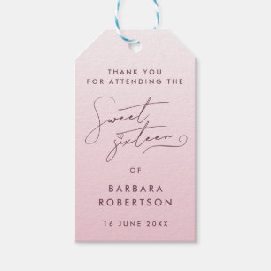 Etiqueta Para Presente Elegante Favor de Agradecimento com Letra Rosa par