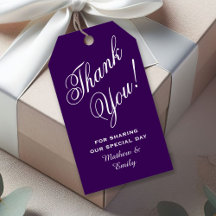 Elegante Favor de Casamento Obrigada Roxo