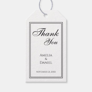 Etiqueta Para Presente Elegante Favor de Casamento Obrigado em Preto e Br
