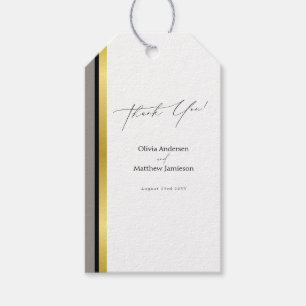 Etiqueta Para Presente Elegante Favor de Obrigado com Listra Preta Cinza