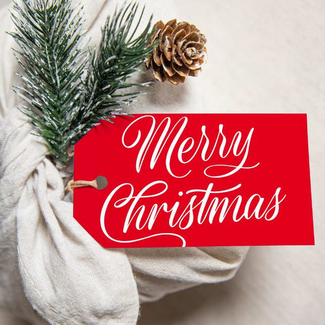 Etiqueta Para Presente Elegante Feliz Natal Feriado Vermelho (Criador carregado)