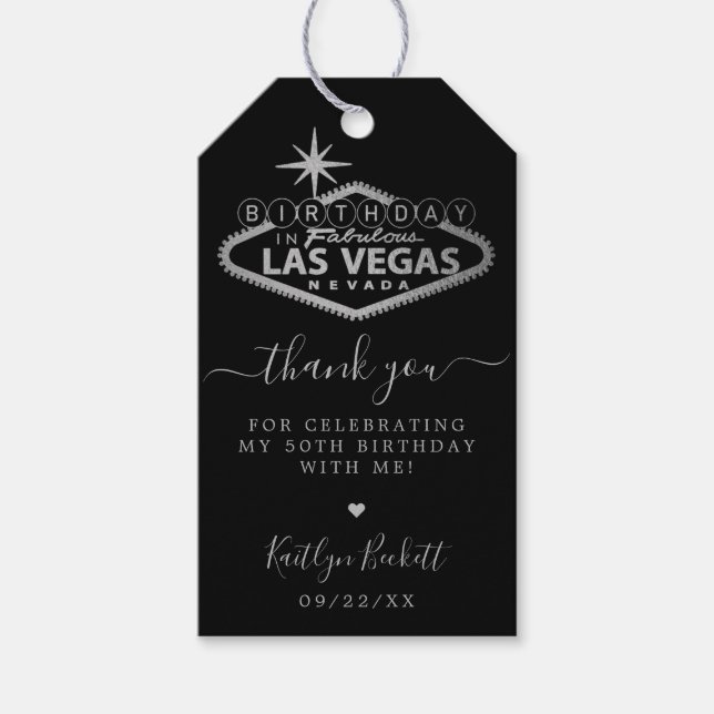 Etiqueta Para Presente Elegante Festa de aniversário Las Vegas Obrigado (Frente)