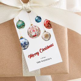 Etiqueta Para Presente Elegante Festas de Natal com Enfeites