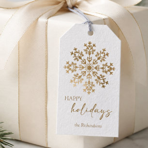 Etiqueta Para Presente Elegante Floco de Neve de Natal Férias