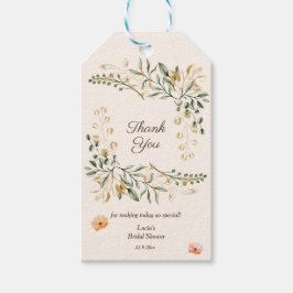 Etiqueta Para Presente Elegante Flor de Outono Dourada Obrigado Chá de No