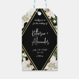 Etiqueta Para Presente Elegante floral aquarela preto e branco 