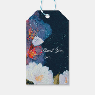 Etiqueta Para Presente Elegante Floral Chic Moderno Azul e Branco Favor