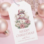 Etiqueta Para Presente Elegante Floral Christmas Snowman<br><div class="desc">Adicione um toque especial ao seu presente de Natal nesta temporada com nossas etiquetas de presentes personalizadas Elegante cor-de-rosa verde e branco floral de Natal. Estas maravilhosas etiquetas de presentes apresentam um bonitíssimo boneco de neve floral, com as palavras "Feliz Natal" escritas em letra de tipografia. Mas isso não é...</div>
