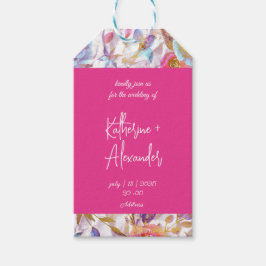 Etiqueta Para Presente Elegante floral de aquarela rosa e branco 