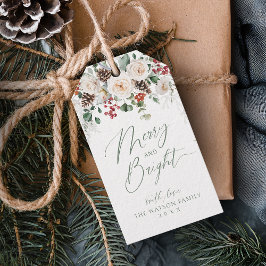 Etiqueta Para Presente Elegante Floral Festivo Alegre e Brilhante Natal