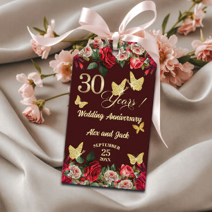 Etiqueta Para Presente Elegante Floral Ouro Aniversário de 30 Anos de Cas