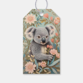 Etiqueta Para Presente Elegante Floral Pastel Coala Fofo