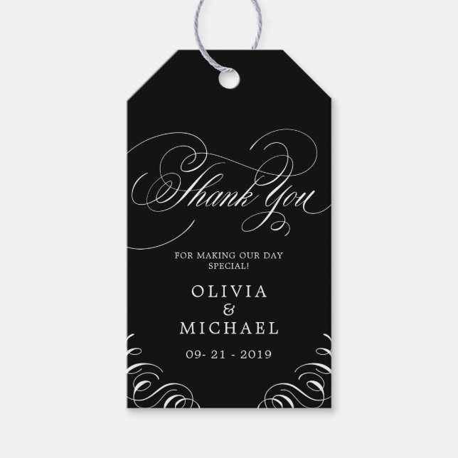 Etiqueta Para Presente Elegante florescente obrigado de casamento (Frente)