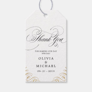 Etiqueta Para Presente Elegante florescente obrigado de casamento