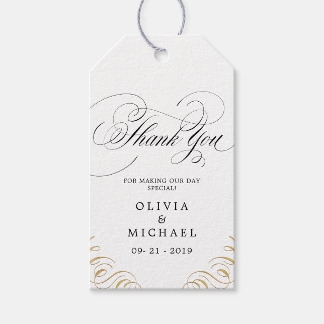 Etiqueta Para Presente Elegante florescente obrigado de casamento (Frente)