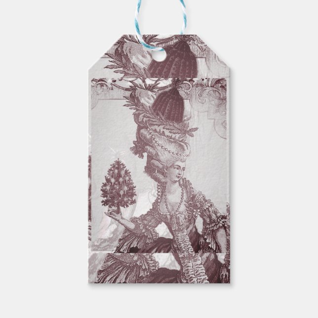 Etiqueta Para Presente elegante francesa Marie Antoinette Joyeux Noel (Frente)