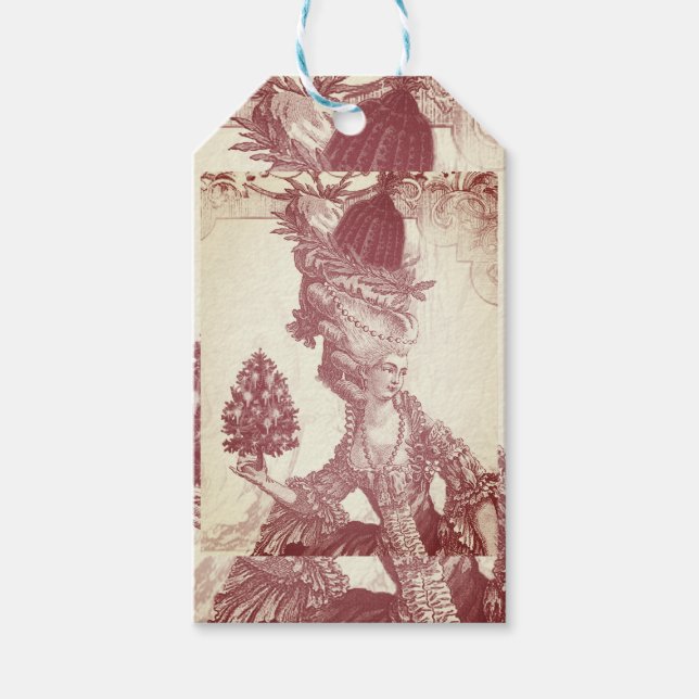 Etiqueta Para Presente elegante francesa Marie Antoinette Joyeux Noel (Frente)