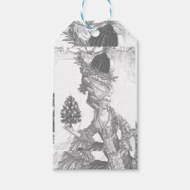 Etiqueta Para Presente elegante francesa Marie Antoinette Joyeux Noel (Frente)