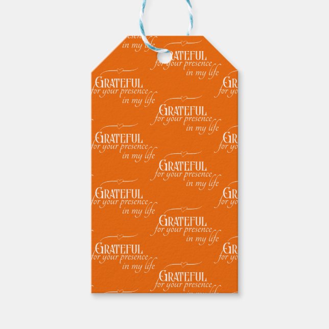 Etiqueta Para Presente Elegante Grateful Ação de Graças Outono Laranja (Frente)