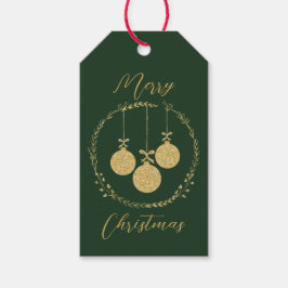 Etiqueta Para Presente Elegante Green Glitter Wreath no Natal