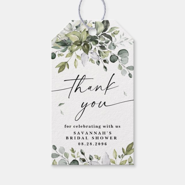 Etiqueta Para Presente Elegante Greenery Rustic Eucalyptus Obrigado A Fav (Frente)