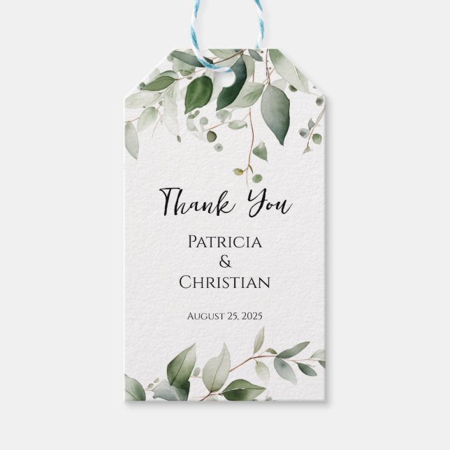 Etiqueta Para Presente Elegante Greenery Wedding (Frente)