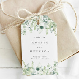 Etiqueta Para Presente Elegante Greenery Weding Obrigado