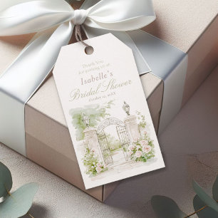 Etiqueta Para Presente Elegante Jardim de Casamento Pastel Château Francê