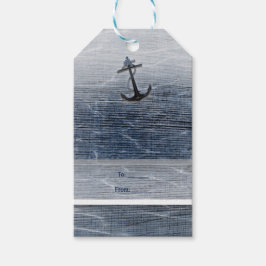 Etiqueta Para Presente Elegante Madeira Azul Noivado na Praia do Mar Náut