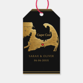 Etiqueta Para Presente Elegante Mapa de Cape Cod Casamento